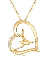 fine ballerina heart gold baby necklace